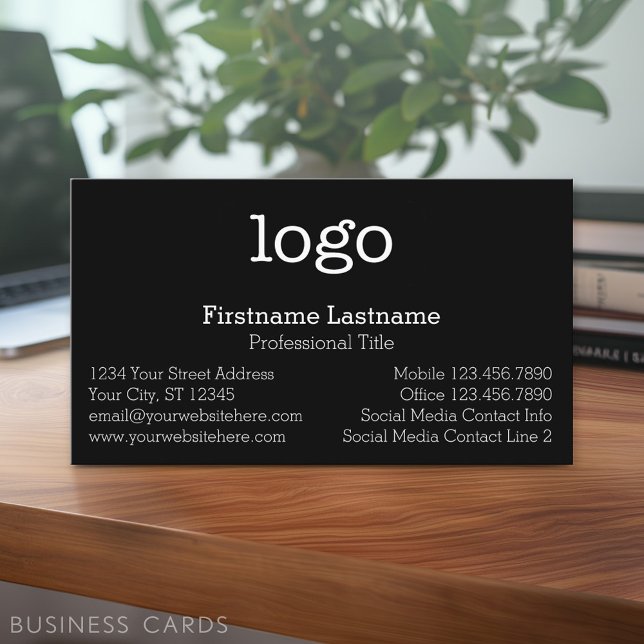 Basic Business Design Logo and Contact Information Business Card (Custom Business Card - Online Template Plus Low Quantity Printing)