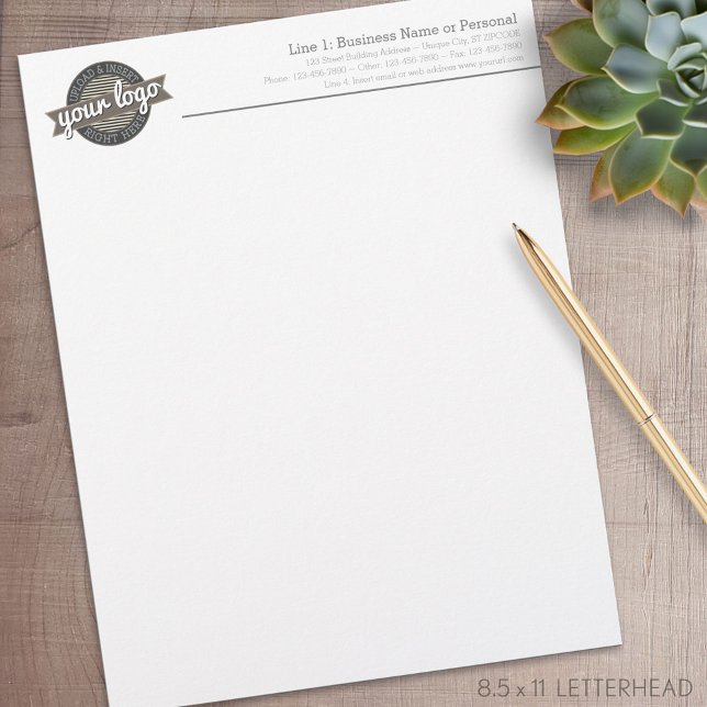 Basic Business Letterhead with Grey Type and Logo (Personalized Letterhead )
