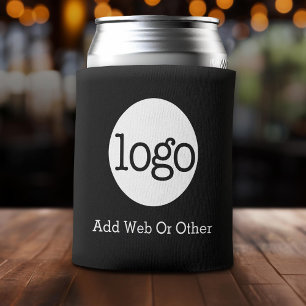 Basic Business or Office Logo Promotional Black Can Cooler