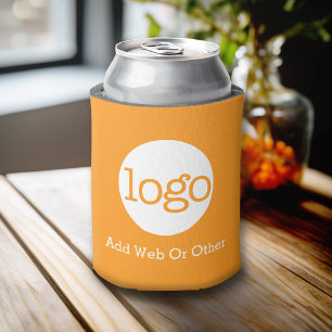 Basic Business or Office Logo Promotional Orange Can Cooler