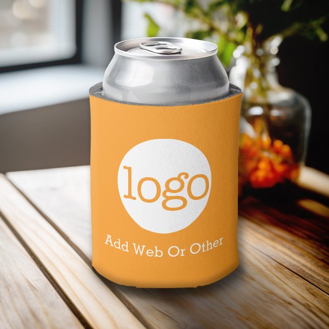 Basic Business or Office Logo Promotional Orange Can Cooler (Custom Can Cooler)