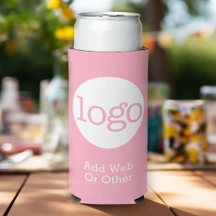 Basic Business or Office Logo Promotional Pink Seltzer Can Cooler