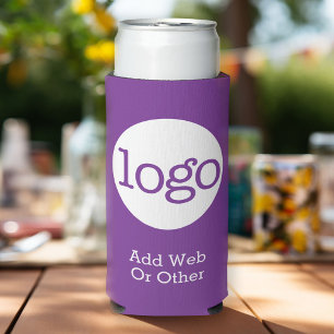 Basic Business or Office Logo Promotional Purple Seltzer Can Cooler