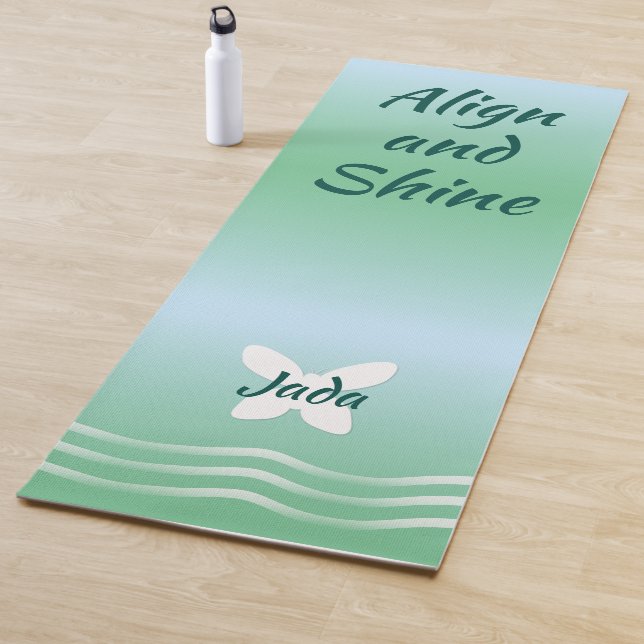 Basic Butterfly with Waves - Soft Greens Yoga Mat (In Situ)