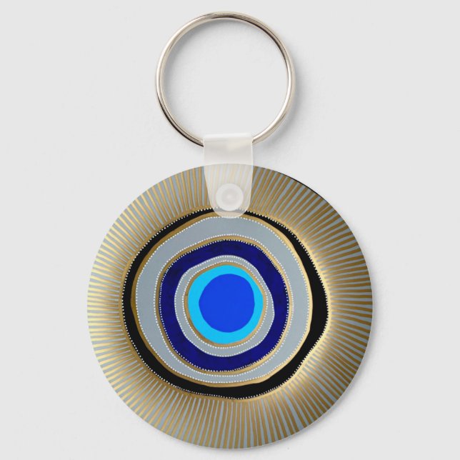Basic Button Key Chain/ Greek Evil Eye Ring (Front)