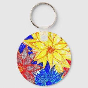 Basic Button Key Ring Contrasting