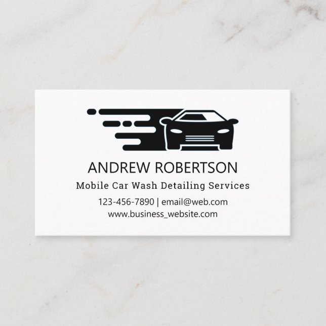 Basic Car Wash Mobile Auto Detailing Service Business Card (Front)
