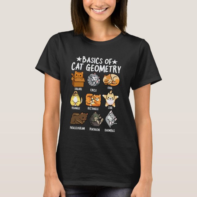 Basic Cat Geometry Math Funny Cat Owner Math Schoo T-Shirt (Front)
