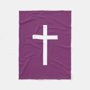 Basic Christian Cross Golden Ratio White Purple Fleece Blanket