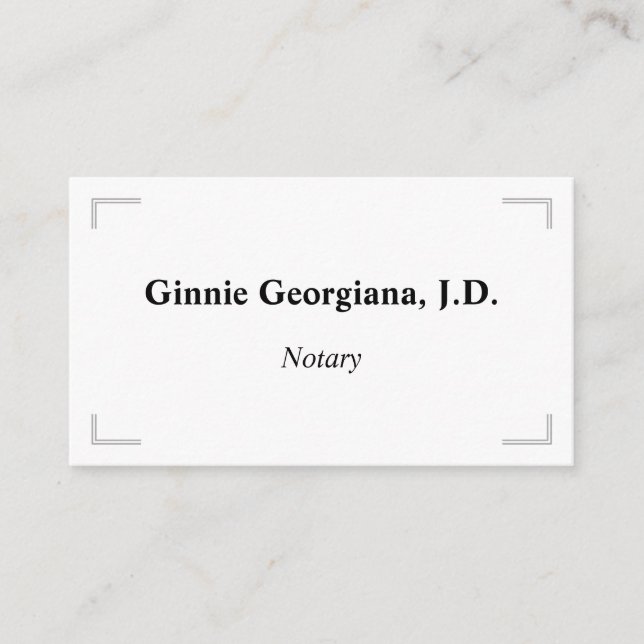Basic & Classy Notary, Lawyer, Attorney Business Card (Front)