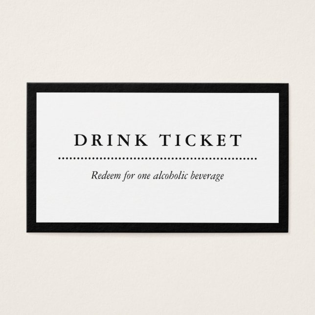 Basic Clean Black White Drink Ticket (Front)