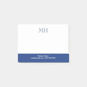 Basic Clean Initials White Blue Post-it Notes