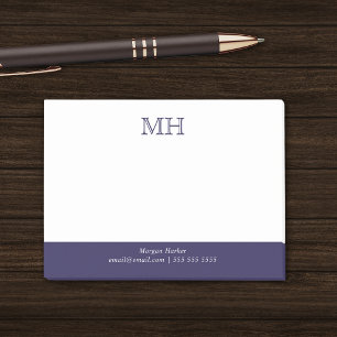 Basic Clean Initials White Dark Blue Post-it Notes