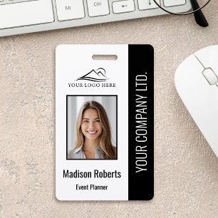 Basic Company Logo Photo Black Employee Security ID Badge