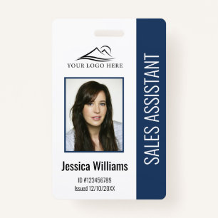 Basic Company Logo Photo Blue Employee Security ID Badge