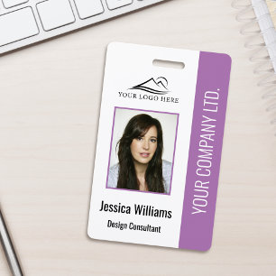 Basic Company Logo Photo Blue Employee Security ID Badge