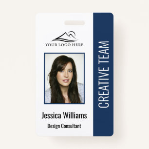 Basic Company Logo Photo Blue Employee Security ID Badge