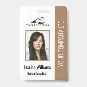Basic Company Logo Photo Brown Employee Security ID Badge