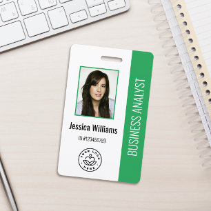 Basic Company Logo Photo Green Employee ID ID Badge