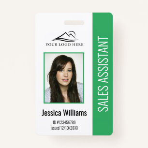 Basic Company Logo Photo Green Employee Security  ID Badge