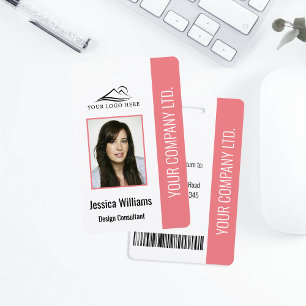Basic Company Logo Photo Pink Employee Security ID Badge