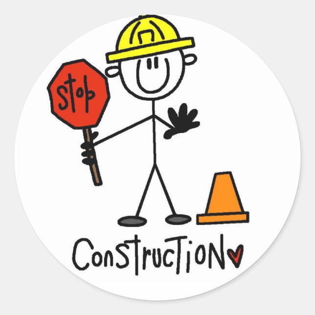 Basic Construction Tshirts and Gifts Classic Round Sticker (Front)
