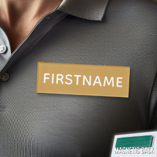 Basic Custom Name and Title - gold and white Name Tag