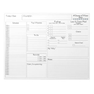 Basic Daily Planner   5 and 1 Food Journal  Notepad