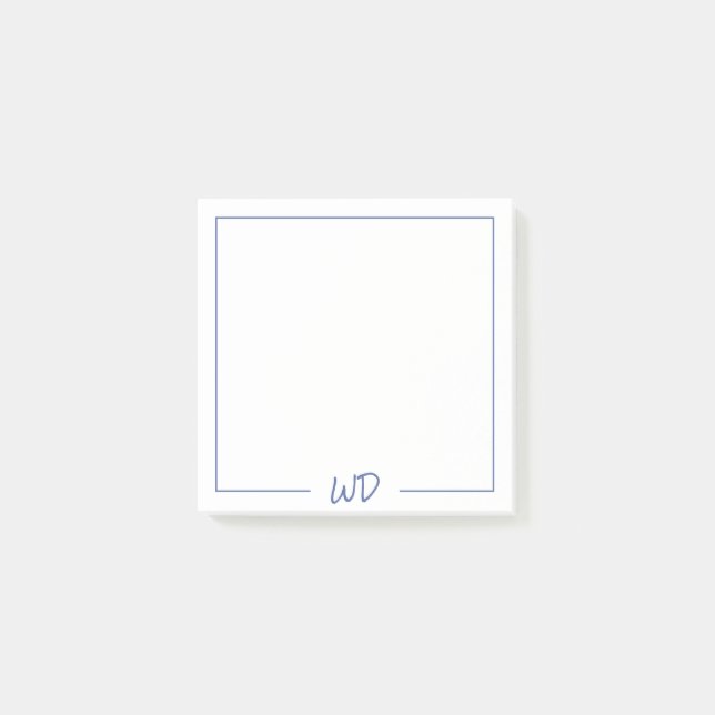 Basic Dark Blue Monogram Initials Post-it Notes (Front)