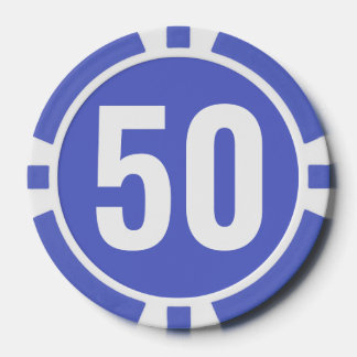 Basic Dark Blue White Bold Number  Poker Chips