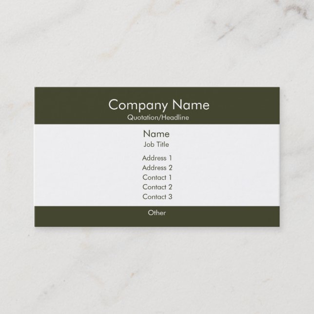 Basic Dark Green & White Business Card (Front)