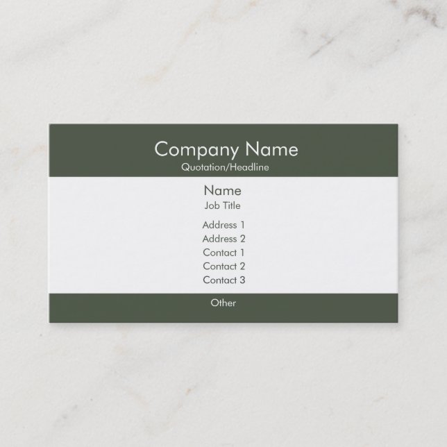Basic Dark Green & White Business Card (Front)