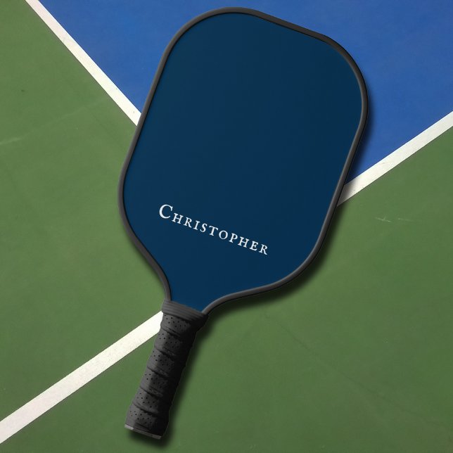 Basic Dark Navy Blue Monogram Name Pickleball Paddle (Creator Uploaded)