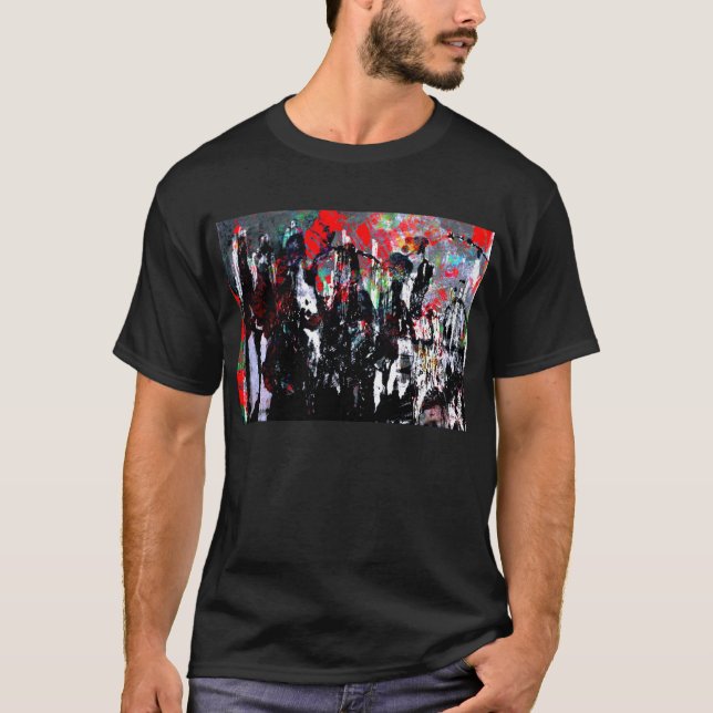 Basic dark T-shirt with abstact paint (Front)