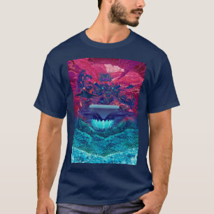 Basic Dark T-Shirt with Chinese Graphic of US Navy