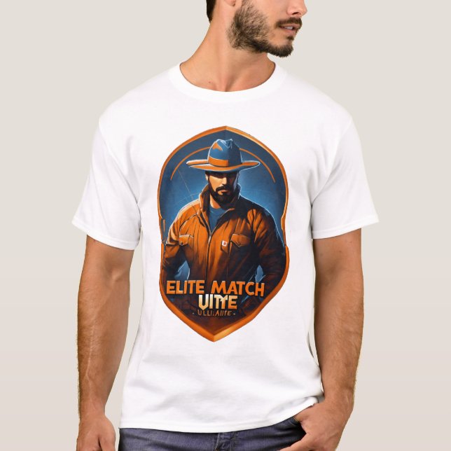Basic Dark T-Shirt with Colourful Digital Design – (Front)