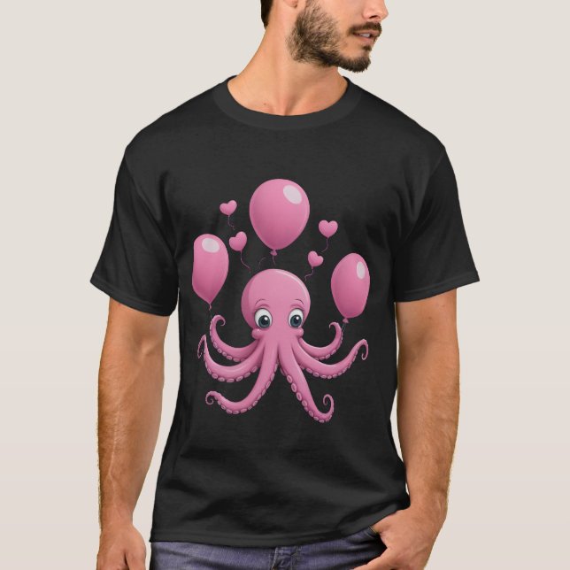 Basic Dark T-Shirt with lovely octopus (Front)