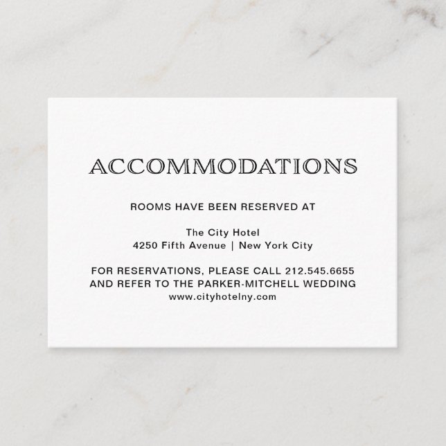 Basic Elegant Black and White | Accommodations Enclosure Card (Front)