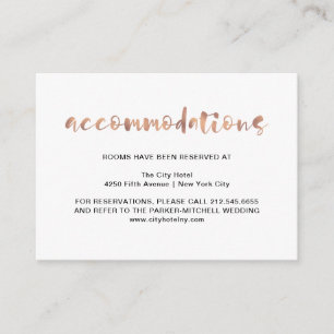 Basic Elegant Faux Rose Gold   Accommodations Enclosure Card
