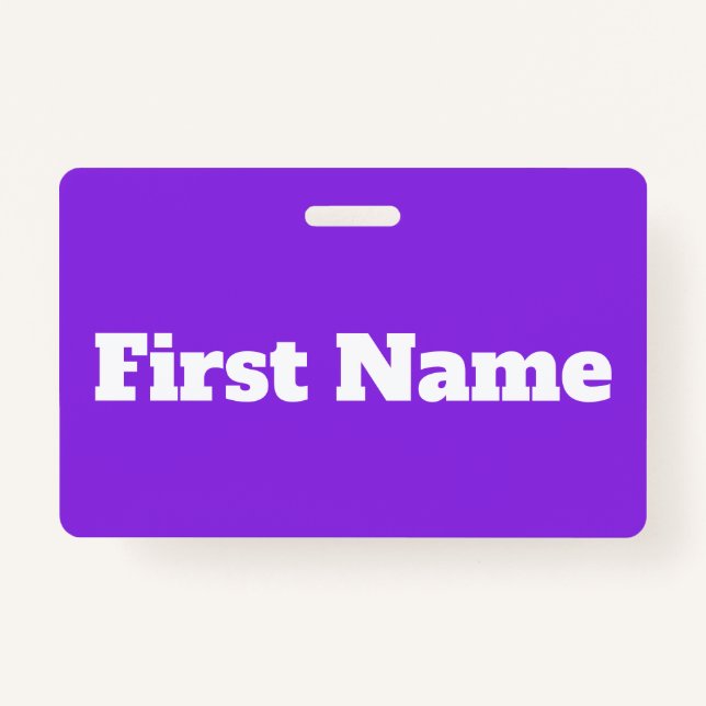 Basic, Elegant, Purple Background & White Name ID Badge (Front)