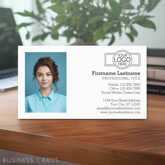 Basic Executive Design with Logo and Photo Business Card (Classic Business Card Design with a Photo)