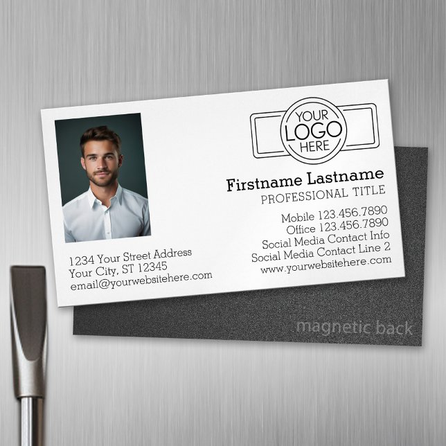 Basic Executive Design with Logo and Photo Magnetic Business Card (Custom Business Card Magnet)