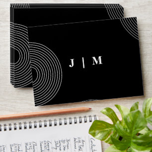Basic Formal Black Modern Geometry Wedding Envelope