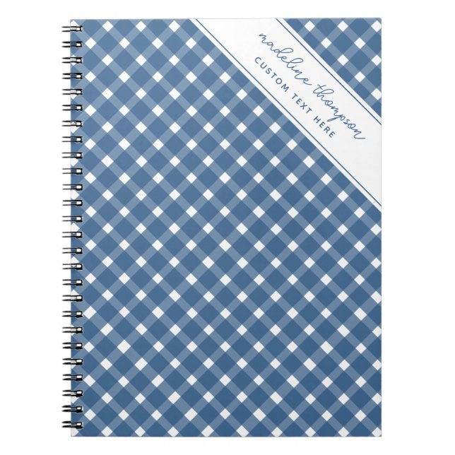 Basic Gingham Light Navy Blue Spiral Notebook (Front)