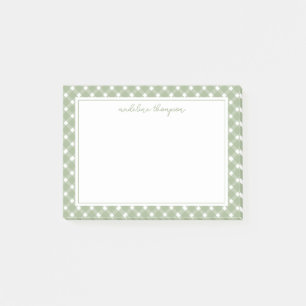 Basic Gingham Sage Green Border Post-it Notes