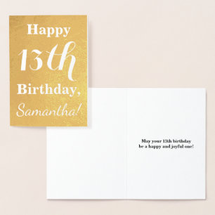 Basic Gold Foil 13th Birthday + Custom Name Card