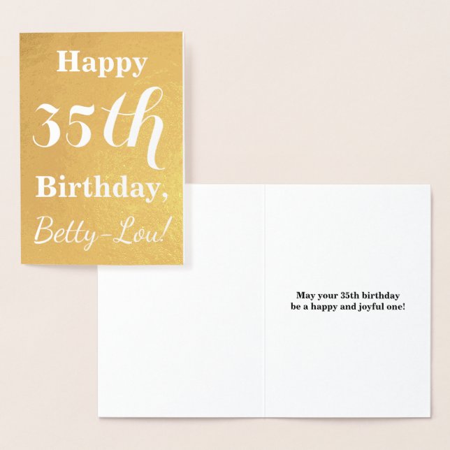 Basic Gold Foil 35th Birthday + Custom Name Card (Display)