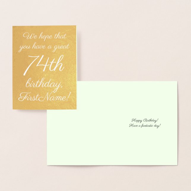 Basic Gold Foil 74th Birthday Greeting Card (Display)