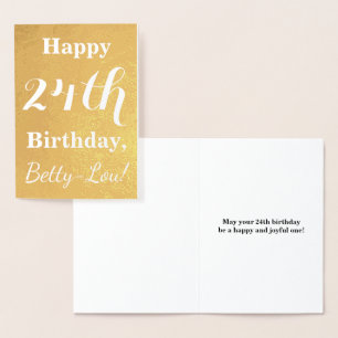 Basic Gold Foil "HAPPY 24th BIRTHDAY"; Custom Name Card