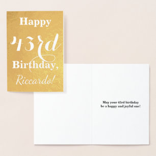 Basic Gold Foil "HAPPY 43rd BIRTHDAY"; Custom Name Foil Card